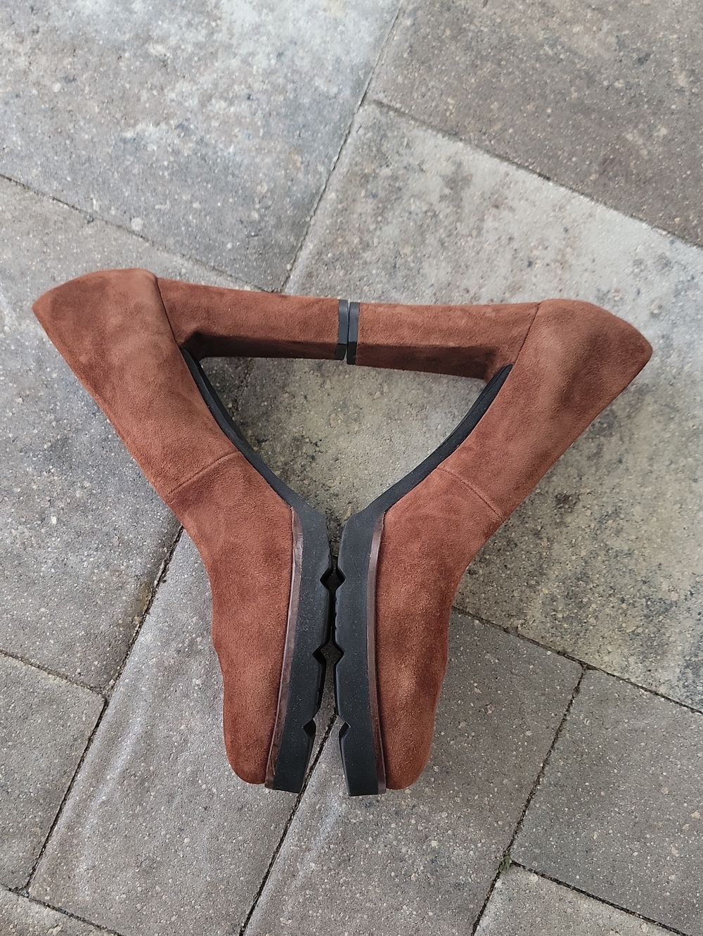 Wonders Brown Suede Block Heel Platform Pumps Memory Gel Cushioned Insoles Sz 39 - Picture 8 of 14